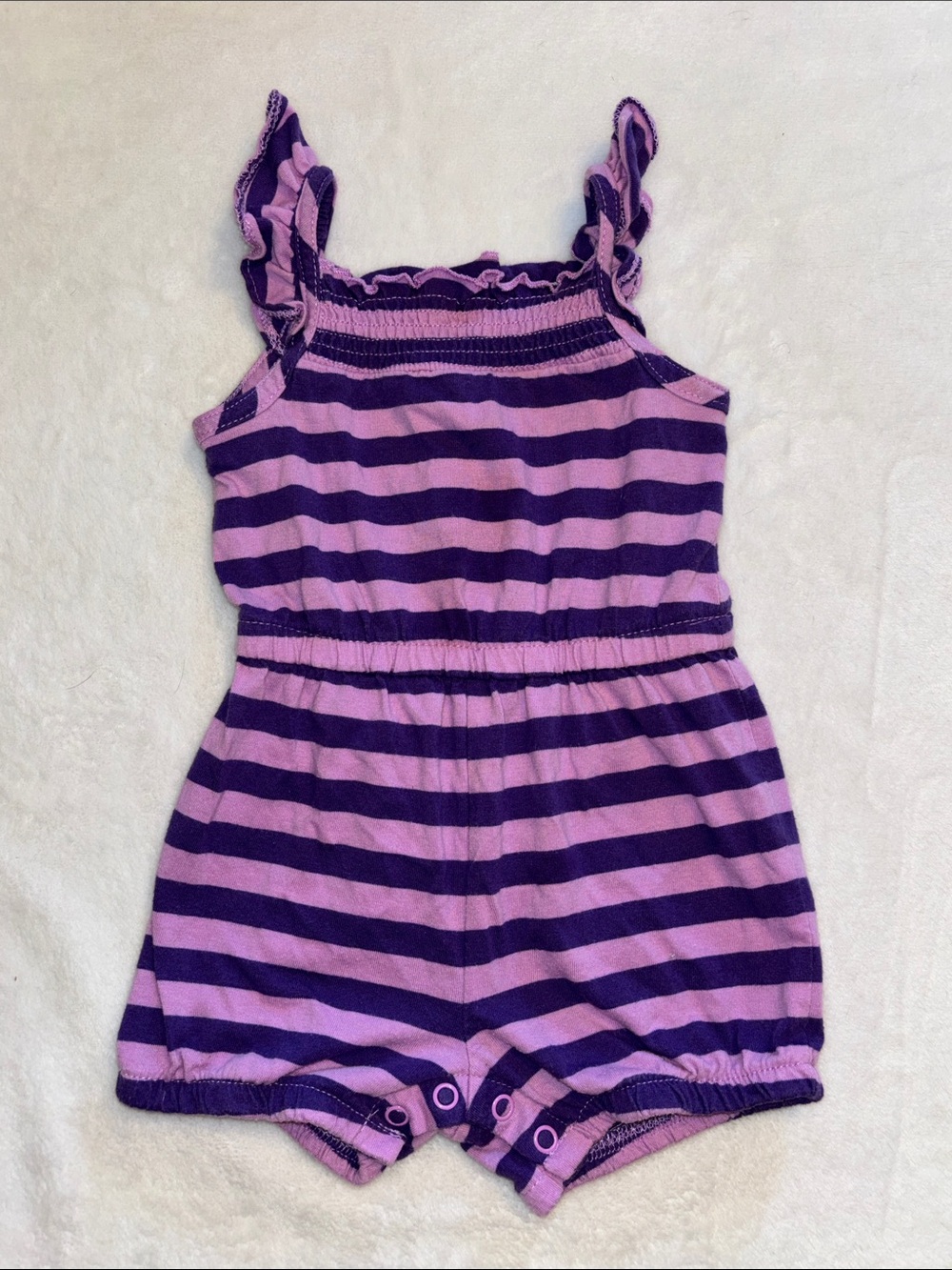 George 6-12 months Girls' Purple Striped Ruffle Strap Romper baby girl clothing